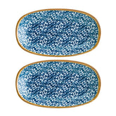 Bonna China Calif 6" x 3.5" x h:0.75" Oval Decorated Porcelain Platter (Set of 2)